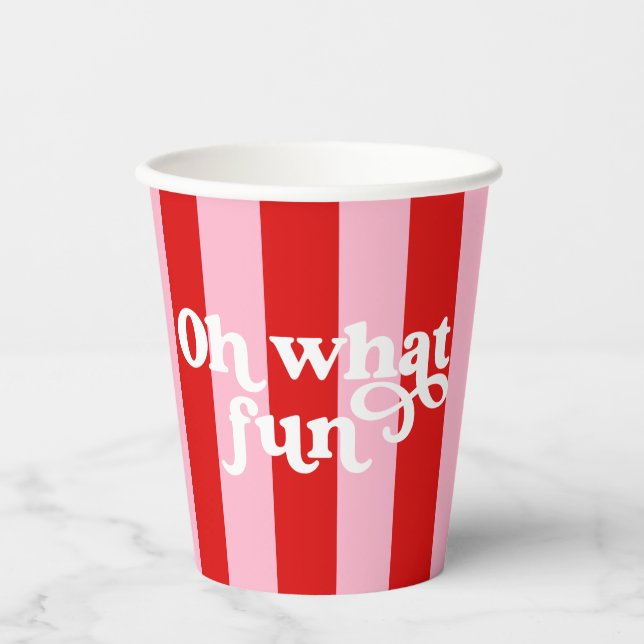 Oh What Fun Retro Christmas Paper Cups (Front)