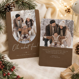 Oh What Fun Rounded Frame Christmas Photo Holiday Card