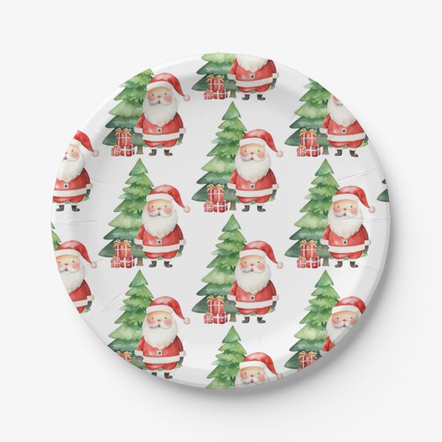 Oh What Fun Santa Holiday Party Paper Plate (Front)