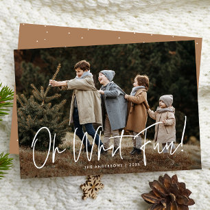 Oh What Fun Script Camel Photo Holiday Card