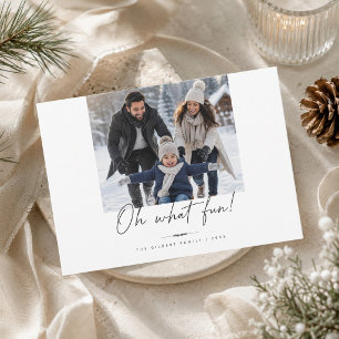 Oh What Fun Script Christmas Family One Photo Holiday Card