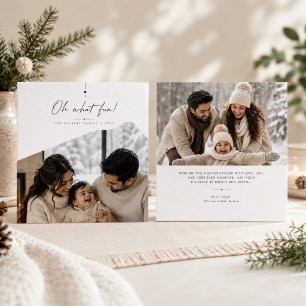 Oh What Fun Slanted Photo Winter Christmas  Holiday Card