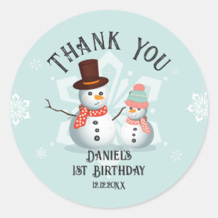 Oh What Fun Snowman Birthday  Classic Round Sticker