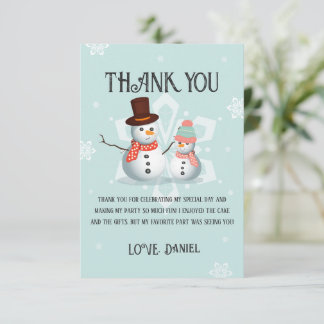 Oh What Fun Snowman Birthday Thank You Card