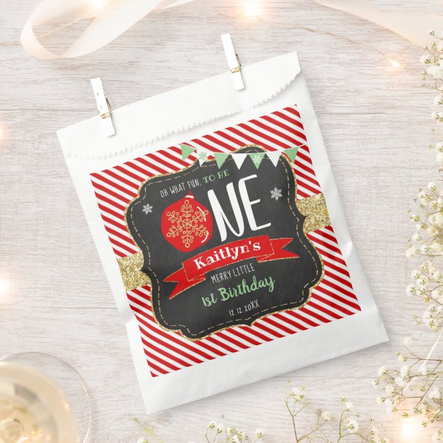 Oh What Fun To Be One! Christmas 1st Birthday Favour Bag (Clipped)