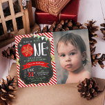 Oh What Fun To Be One! Christmas 1st Birthday Invitation<br><div class="desc">Celebrate in style with these trendy typography Christmas 1st birthday invitations. The design is perfect for a Christmas,  winter or December first birthday party. The template photo and wording is easy to personalize and your guests will be thrilled when they receive these stylish invites.</div>