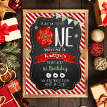 Oh What Fun To Be One! Christmas 1st Birthday Poster<br><div class="desc">Celebrate in style with this trendy 1st birthday welcome sign. The design is easy to personalize with your own wording and your family and friends will be thrilled when they see this fabulous party sign. Matching party items can be found in the collection.</div>