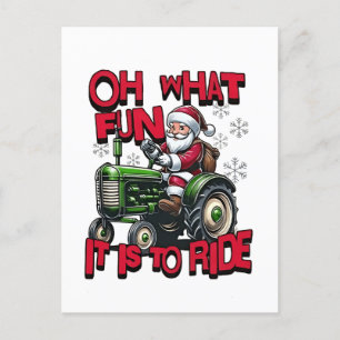 Oh What Fun To is it To Ride Christmas Farmers  Holiday Postcard