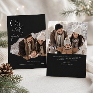 Oh What Fun Torn Edge Christmas Family Photo Holiday Card