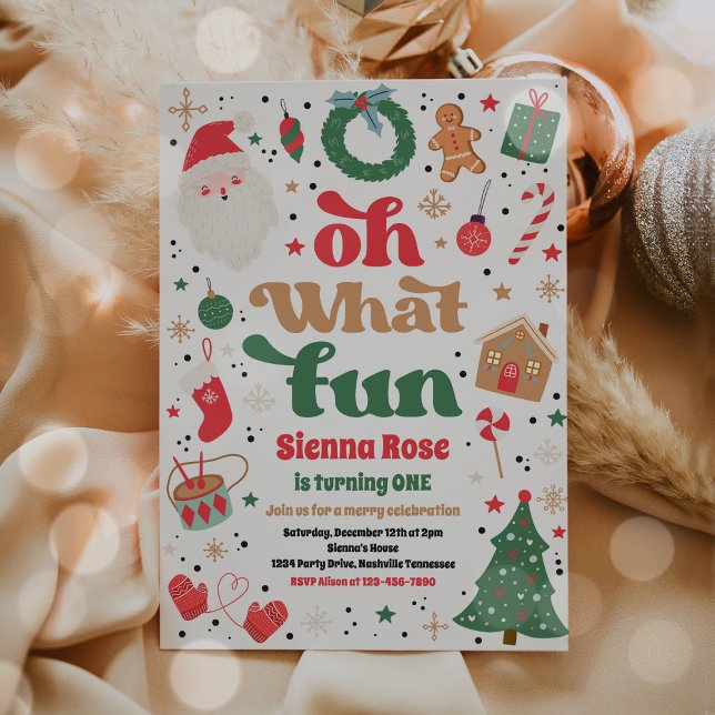 Oh What Fun Traditional Christmas Birthday Party Invitation (Creator Uploaded)