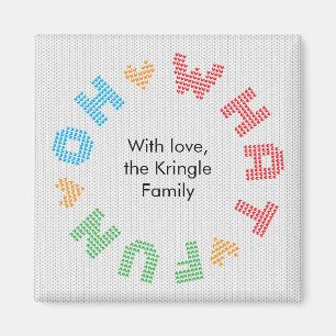 Oh What Fun Typography Christmas Wreath Magnet