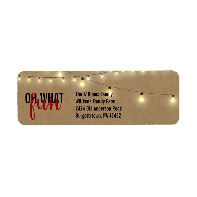 OH WHAT FUN Typography Kraft String Lights (Front)