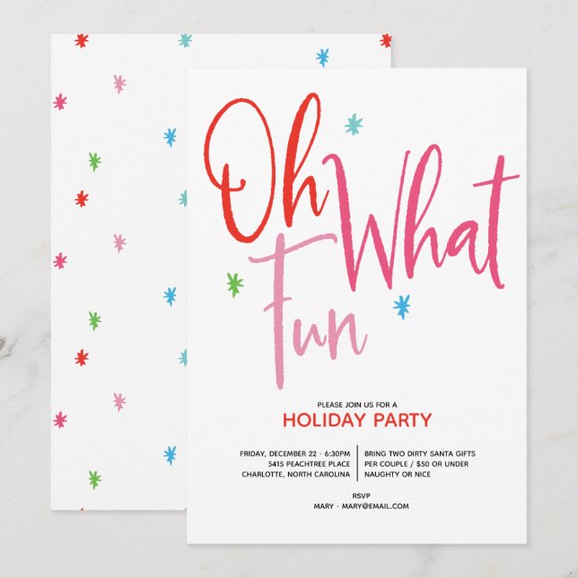 Oh What Fun Whimsical Holiday Party Invitation (Front/Back)