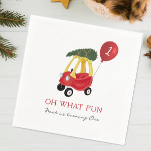Oh What Fun Winter Car 1st Birthday Party  Napkin