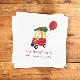 Oh What Fun Winter Car Kids Birthday Party Napkin