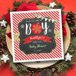 "Oh What Joy, It's A Boy!" Christmas Baby Shower Napkin<br><div class="desc">Celebrate in style with these trendy baby shower napkins. This design is easy to personalize with your special event wording and your guests will be thrilled when they see these fabulous napkins.</div>