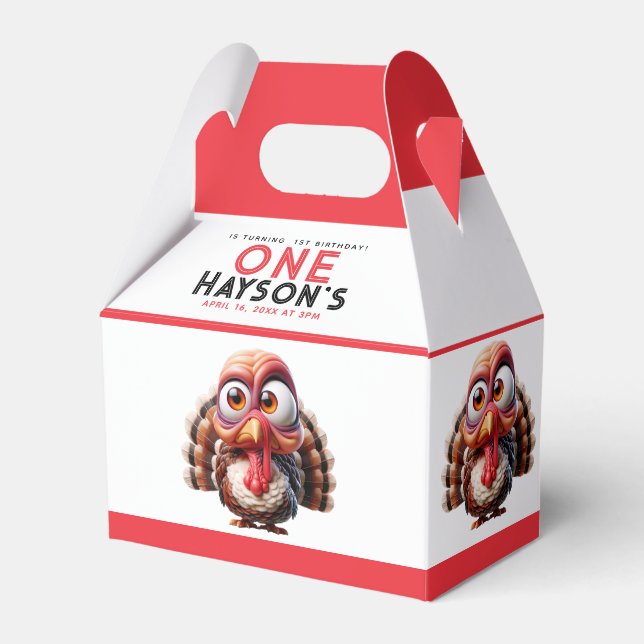 Oh what's fun Caricatures  Turkey 1st Birthday Favor Box (Front Side)