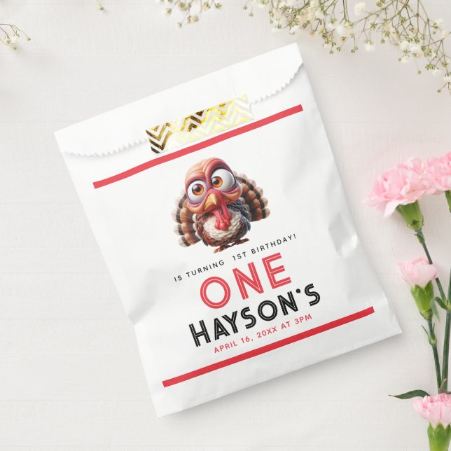 Oh what's fun Caricatures  Turkey 1st Birthday Favour Bag (Sealed)