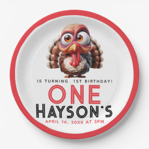 Oh what's fun Caricatures Turkey 1st Birthday Paper Plate
