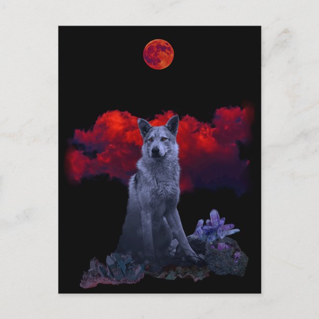 Oh Wolf Moon | Carte postale Goth Wolf (Devant)
