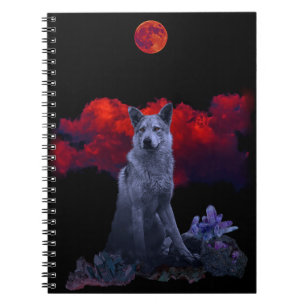 Oh Wolf Moon   Goth Spiral Notebook