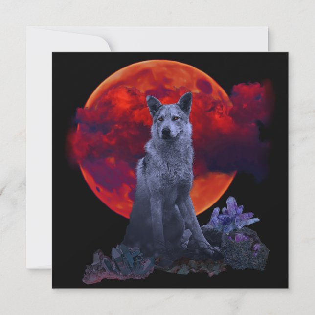 Oh Wolf Moon | Goth Wolf Card (Front)
