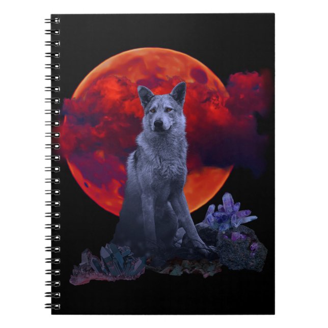 Oh Wolf Moon | Goth Wolf Notebook (Front)