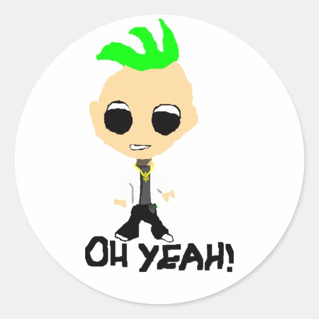 Oh-Yeah!. Classic Round Sticker (Front)