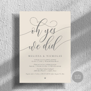 Oh Yes We Did Modern Script Elopement Announcement