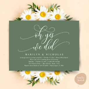 Oh Yes, We Did, Modern Wedding Dinner and Party Invitation