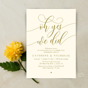 Oh Yes, We Did, Modern Wedding Elopement Dinner Invitation