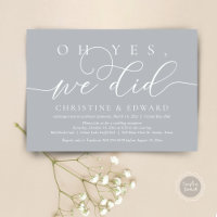 Oh Yes, We Did, Wedding Elopement Romantic Dinner 