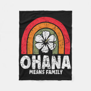 Ohana Means Family Hawaii Summer Palm Trees Beach Fleece Blanket
