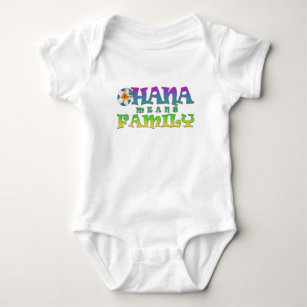  Ohana means family - with plumeria Baby Bodysuit
