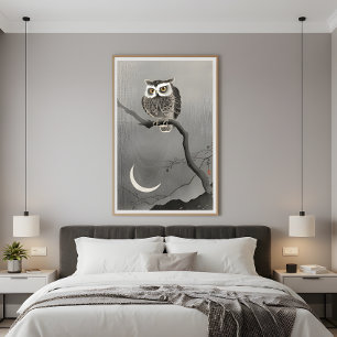 Ohara Koson Japanese Owl Crescent Moon Fine Art Photo Print
