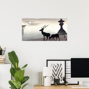 Ohara Koson Landscape with Deer Poster