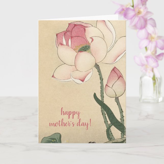 Ohara Koson, Pink Lotus, Japanese Art Mother's Day Card (Orchid)