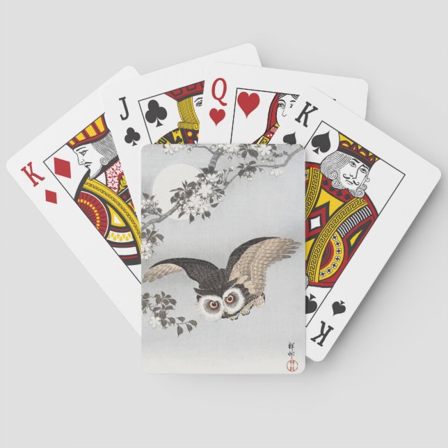 Ohara Koson Scops Owl Cherry Blossoms & Moon Playing Cards (Back)