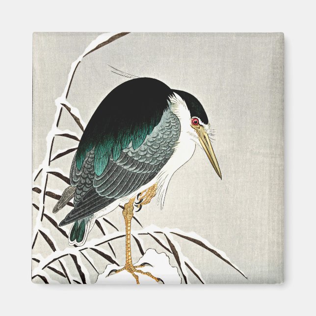 Ohara Koson's Heron in Snow Magnet (Front)