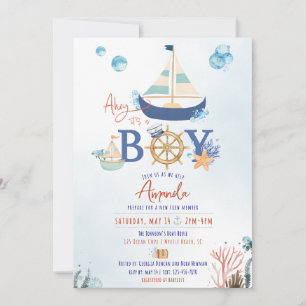 Ohé C'est un Garçon Invitation à une Baby Shower s