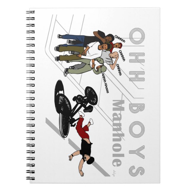 OHH BOYS - Man on Bike Hits a Manhole Case-Mate iP Notebook (Front)