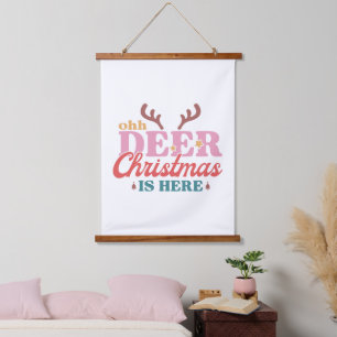 Ohh Deer Christmas is Here Christmas Hanging Tapestry
