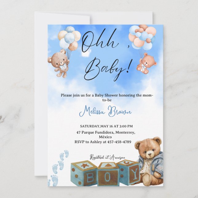 ohhbabyboy invitation (Front)
