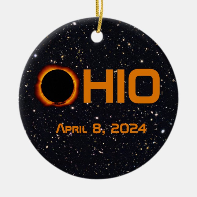 Ohio 2024 Total Solar Eclipse  Ceramic Ornament (Front)