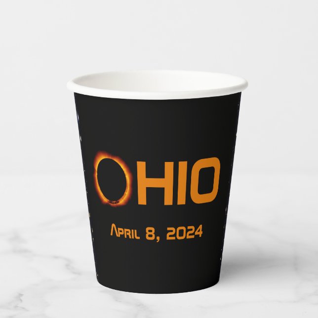 Ohio 2024 Total Solar Eclipse  Paper Cups (Front)