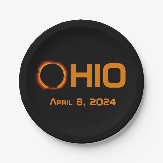 Ohio 2024 Total Solar Eclipse  Paper Plate (Front)