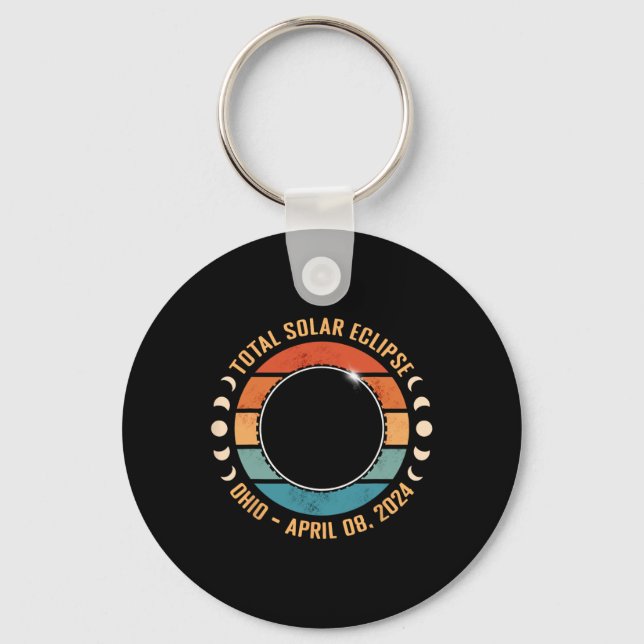 Ohio 2024 Total Solar Eclipse Totality Path Men Wo Keychain (Front)