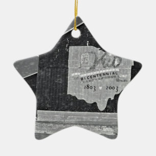 Ohio Barn In Winter Ceramic Ornament
