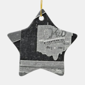 Ohio Barn In Winter Ceramic Ornament