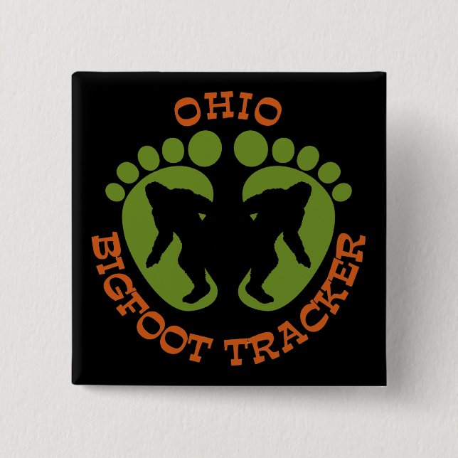 Ohio Bigfoot Tracker 2 Inch Square Button (Front)